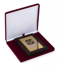 Кожаная обложка на паспорт "Герб России"