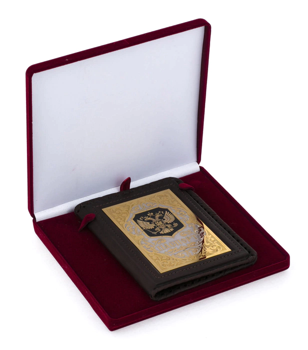 Leather passport cover "Coat of Arms of Russia"