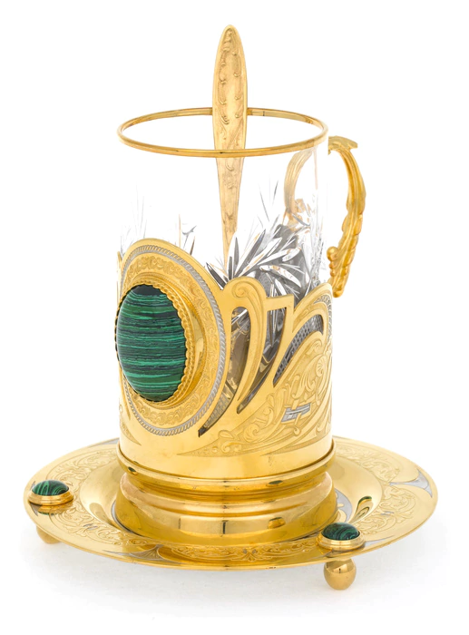 Tea set with malachite, Zlatoust