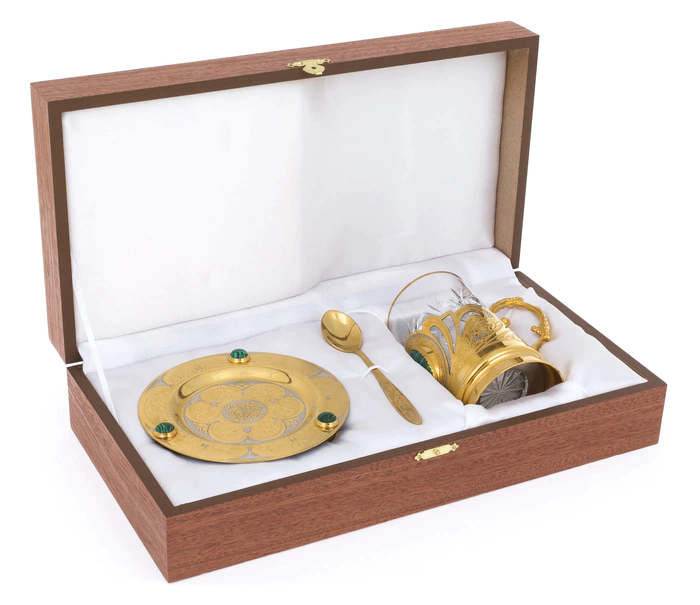 Tea set with malachite, Zlatoust