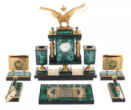 Письменный набор "Орёл" малахит