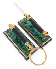 Письменный набор "Орёл" малахит