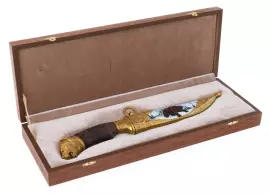 Нож "Медведь" дамаск, эмали