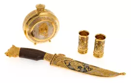 Охотничий набор "Медведь" на 2 персоны, большой, Златоуст