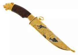 Нож "Леопард на охоте" с эмалями, Златоуст