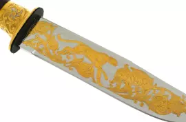 Нож "Леопард на охоте" с эмалями, Златоуст