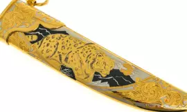 Нож "Леопард на охоте" с эмалями, Златоуст