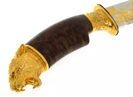 Нож "Леопард на охоте" с эмалями, Златоуст