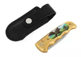 Нож складной с эмалью (волк, орёл)