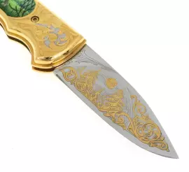 Нож складной с эмалью (волк, орёл)