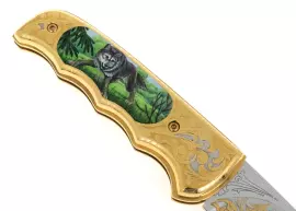 Нож складной с эмалью (волк, орёл)