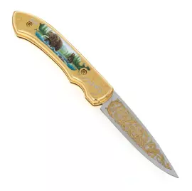 Нож складной с эмалью "Гризли"