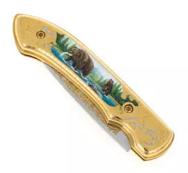 Нож складной с эмалью "Гризли"
