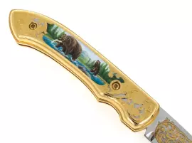 Нож складной с эмалью "Гризли"