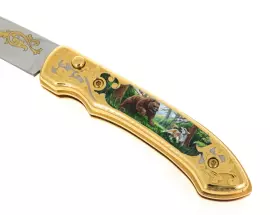 Нож складной с эмалью "Гризли"