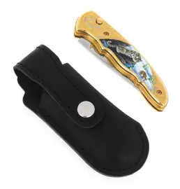 Нож складной с эмалью (рысь, снежный барс)