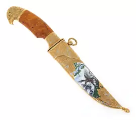 Нож с эмалями "Орел" дамаск, Златоуст