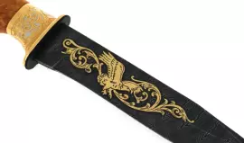Нож с эмалями "Орел" дамаск, Златоуст