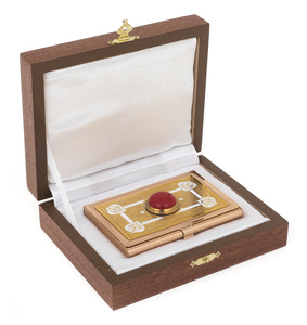 Elegant business card holder with coral