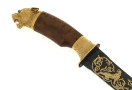 Нож "Снежный барс" (дамаск, эмали, карельская береза)