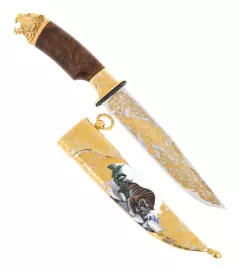 Нож "Тигр на охоте" с эмалями
