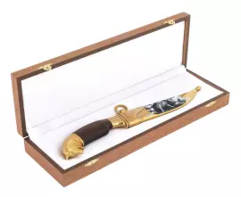 Нож "Волк" (дамаск, эмали, карельская береза)