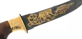 Нож "Волк" (дамаск, эмали, карельская береза)