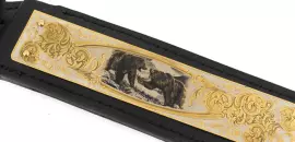 Нож "Медведь" (литьё, карельская береза, дамаск, золото, серебро, чернение серебра)