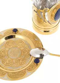 Чайный набор "Утро" на 4 персоны, с лазуритом, Златоуст