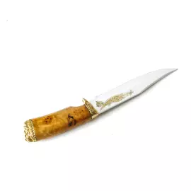 Нож "Тигр" Златоуст, накладка на ножнах, сталь 95*18, карельская береза