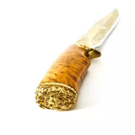 Нож "Тигр" Златоуст, накладка на ножнах, сталь 95*18, карельская береза