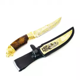 Нож "Барс" Златоуст, литая голова, накладка на ножнах, сталь 95*18, карельская береза