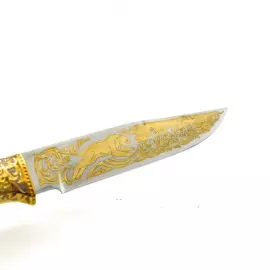 Нож "Барс" Златоуст, накладка на ножнах, сталь 95*18, карельская береза