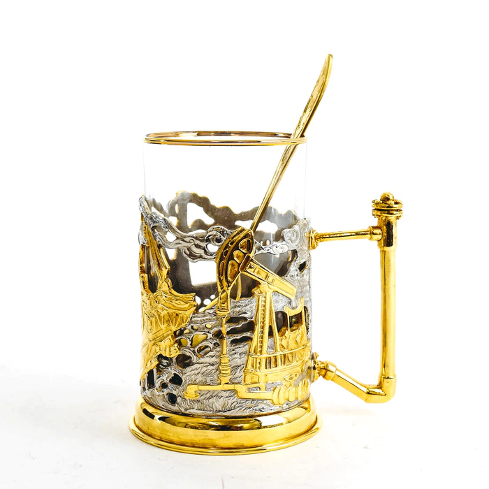 Cup holder "Oil production" with a spoon in a case