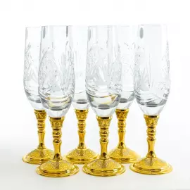 Набор для шампанского стойка и 6 хрустальных фужеров