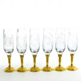 Набор для шампанского стойка и 6 хрустальных фужеров