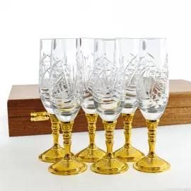 Набор для шампанского стойка и 6 хрустальных фужеров