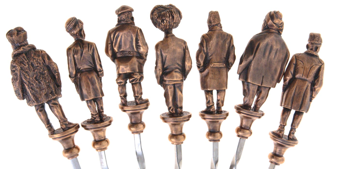 A set of original bronze skewers "Golden frames"
