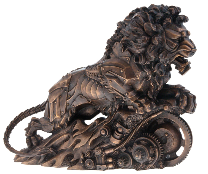 The author's bronze sculpture "Mechanical Lion. Steampunk"
