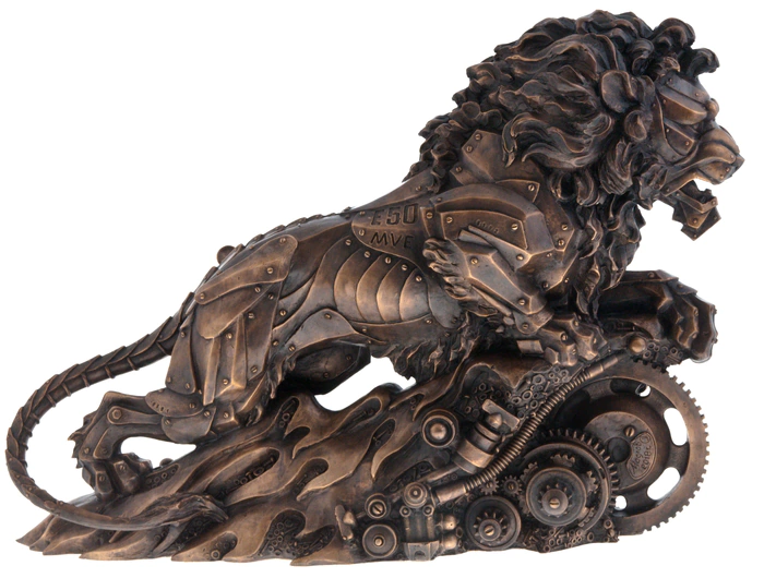 The author's bronze sculpture "Mechanical Lion. Steampunk"