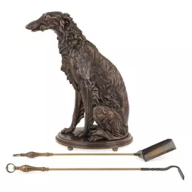 Авторский держатель каминных инструментов из бронзы "Борзая"