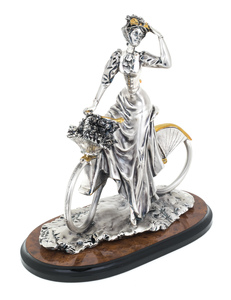 Statuette "Lady on a bicycle" with silver and gilding