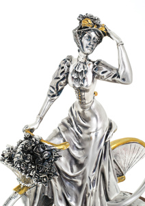 Statuette "Lady on a bicycle" with silver and gilding