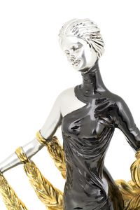 Statuette "Lady with a dog" with silver and gilding