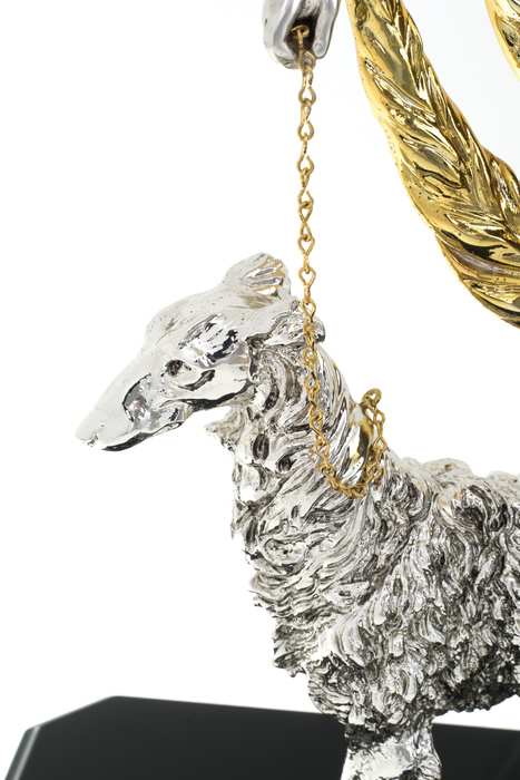 Statuette "Lady with a dog" with silver and gilding