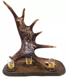 Набор для водки "Охота с собаками" (рог лося)