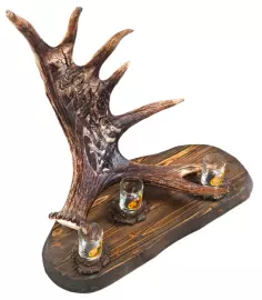 Набор для водки "Охота с собаками" (рог лося)