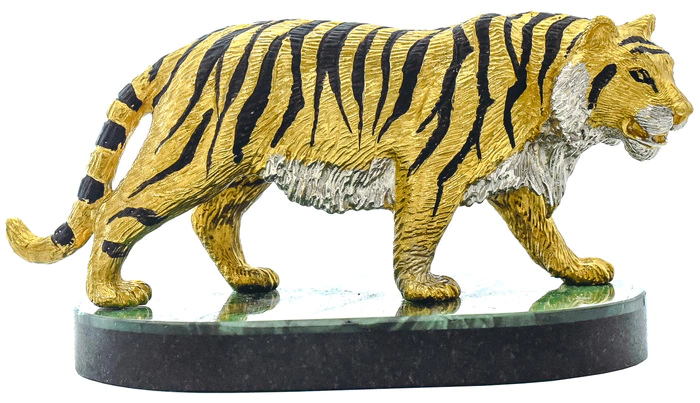 Tiger on a small stand (malachite)