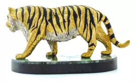 Тигр на подставке, малый, малахит
