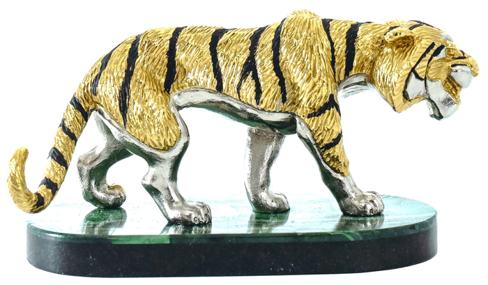 Tiger statuette on a stand "Sherkhan" (malachite)